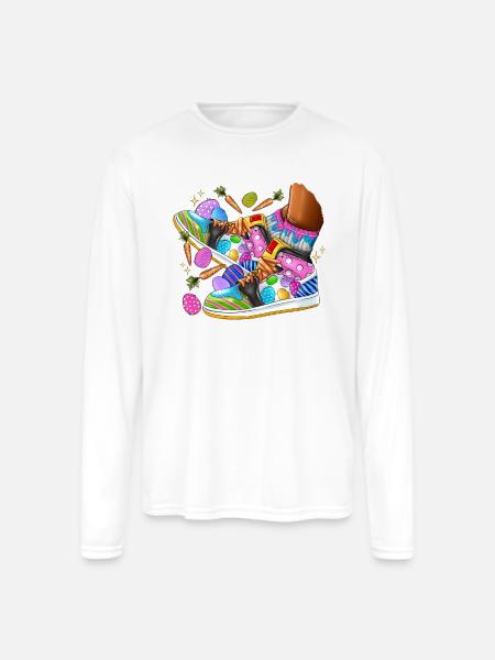 Easter Sneakers - Men's Moisture Wicking Performance Long Sleeve T-Shirt - white