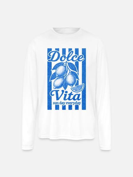 Italian Lemon, Summer Vibes Shirt, Vacation Tee - Men's Moisture Wicking Performance Long Sleeve T-Shirt - white