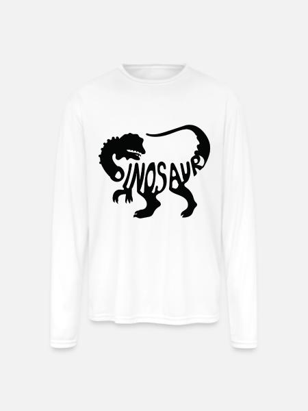 Bold Dinosaur Silhouette T-Shirt Design - Men's Moisture Wicking Performance Long Sleeve T-Shirt - white