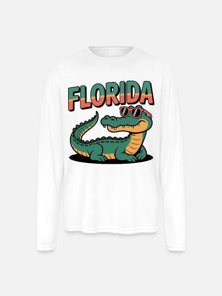 Florida Alligator - Men's Moisture Wicking Performance Long Sleeve T-Shirt - white