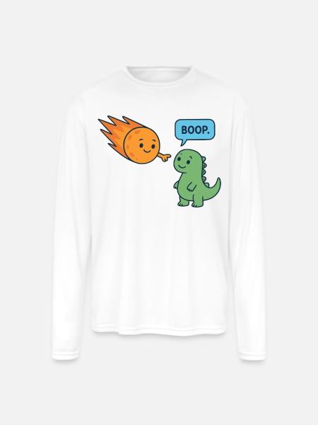 Meteor Buddy and Dino Boop - Men's Moisture Wicking Performance Long Sleeve T-Shirt - white