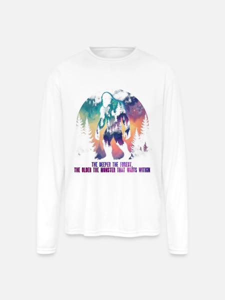 Bigfoot Creature Mythological Creatures - Men's Moisture Wicking Performance Long Sleeve T-Shirt - white