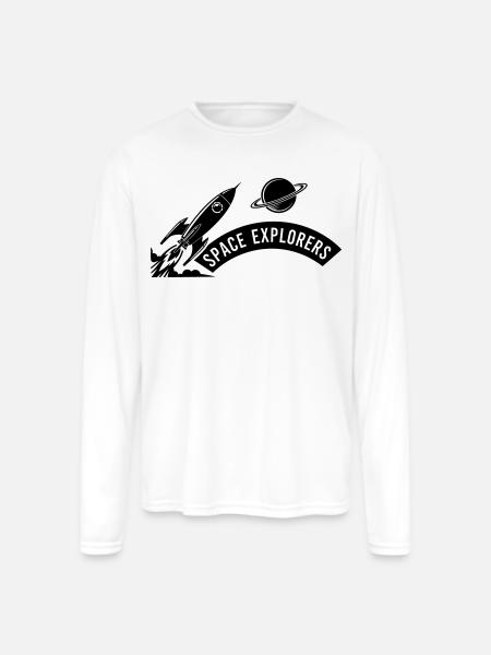Space Explorers Logo - Men's Moisture Wicking Performance Long Sleeve T-Shirt - white