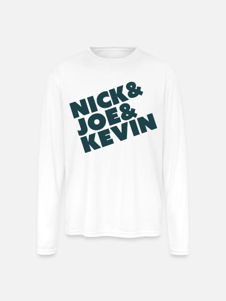 Nick & Joe & Kevin - Men's Moisture Wicking Performance Long Sleeve T-Shirt - white
