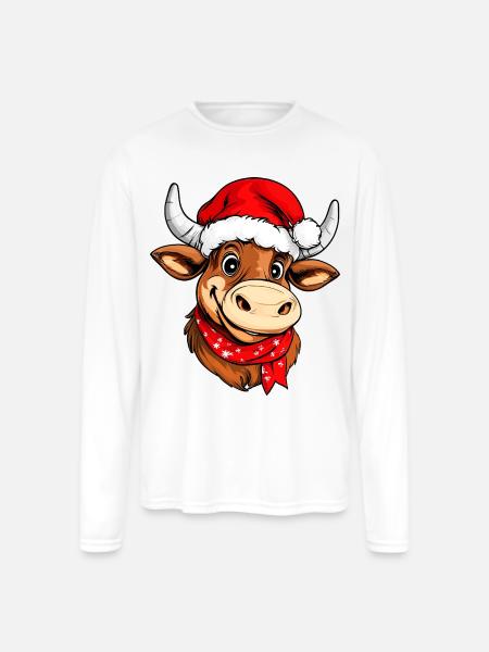 Christmas bulls - Men's Moisture Wicking Performance Long Sleeve T-Shirt - white