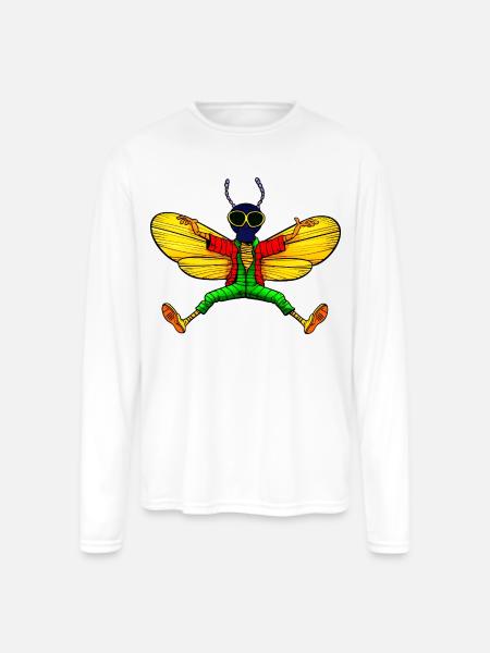 Fly Yogi - Men's Moisture Wicking Performance Long Sleeve T-Shirt - white