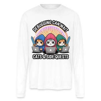 Debugging Cats and Side Quests - Men's Moisture Wicking Performance Long Sleeve T-Shirt - white - Front