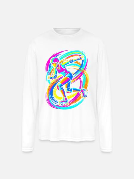 Roller Skater - Men's Moisture Wicking Performance Long Sleeve T-Shirt - white