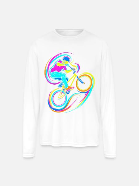 BMX Rider - Men's Moisture Wicking Performance Long Sleeve T-Shirt - white