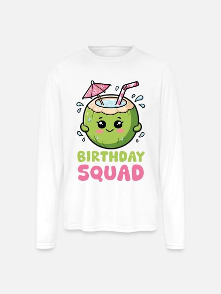 Birthday Coconut Squad - Men's Moisture Wicking Performance Long Sleeve T-Shirt - white
