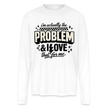 Problem Checkered Bold Text - Men's Moisture Wicking Performance Long Sleeve T-Shirt - white - Front