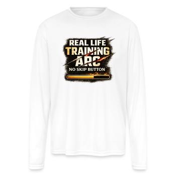 Real Life Training Arc No Skip Button - Men's Moisture Wicking Performance Long Sleeve T-Shirt - white - Front