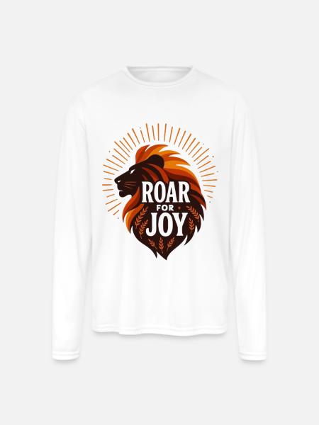Roar for Joy Lion Emblem - Men's Moisture Wicking Performance Long Sleeve T-Shirt - white