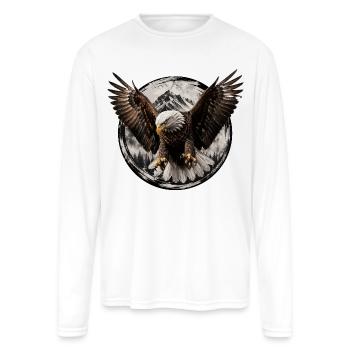 Eagle Over Mountain Circle - Men's Moisture Wicking Performance Long Sleeve T-Shirt - white - Front