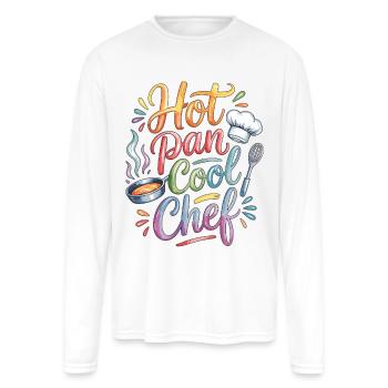 Restaurant Chef Hot Pan Cool Chef Food Preparation - Men's Moisture Wicking Performance Long Sleeve T-Shirt - white - Front