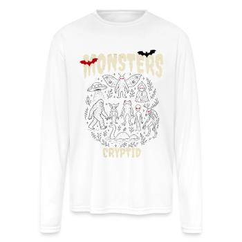Cryptid Monster Circle Tee - Men's Moisture Wicking Performance Long Sleeve T-Shirt - white - Front