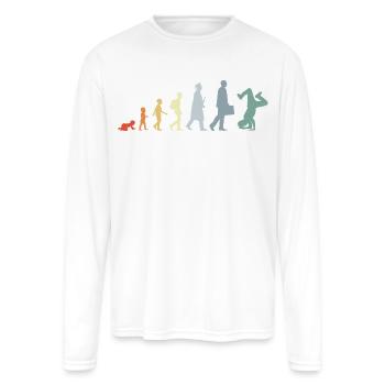 Vintage Break Dancer Evolution - Men's Moisture Wicking Performance Long Sleeve T-Shirt - white - Front