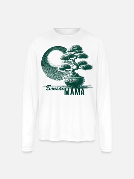 Bonsai Mama - Men's Moisture Wicking Performance Long Sleeve T-Shirt - white