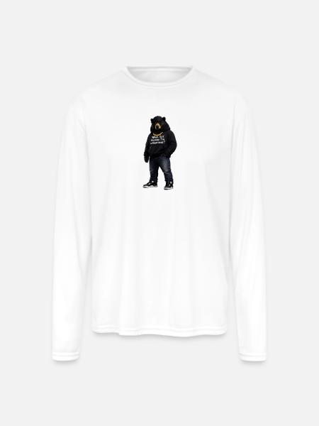 Midnight Bear Hoodie Pun - Men's Moisture Wicking Performance Long Sleeve T-Shirt - white