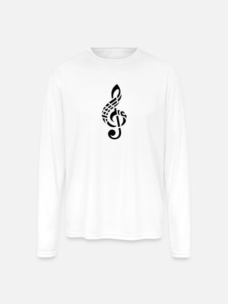 Elegant Tattoo Style Clef - Men's Moisture Wicking Performance Long Sleeve T-Shirt - white