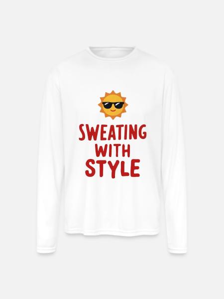 Sweating with Style - Men's Moisture Wicking Performance Long Sleeve T-Shirt - white
