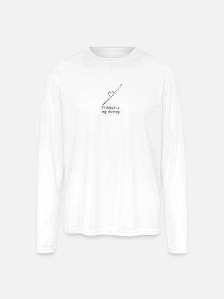 Fishing Heart Therapy Design - Men's Moisture Wicking Performance Long Sleeve T-Shirt - white