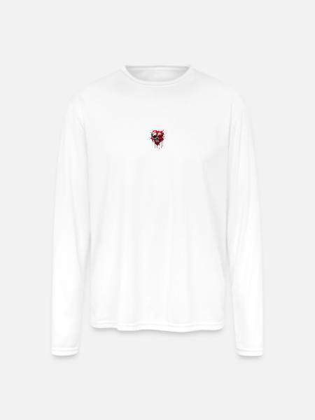 Blood Splash Skull Art - Men's Moisture Wicking Performance Long Sleeve T-Shirt - white