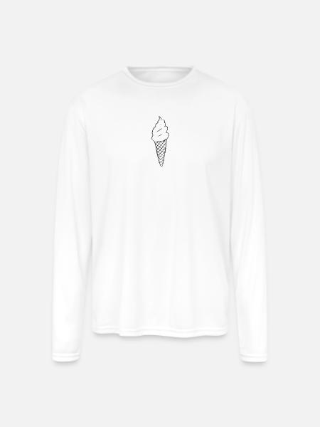 Minimal Ice Cream Cone Line Art - Men's Moisture Wicking Performance Long Sleeve T-Shirt - white