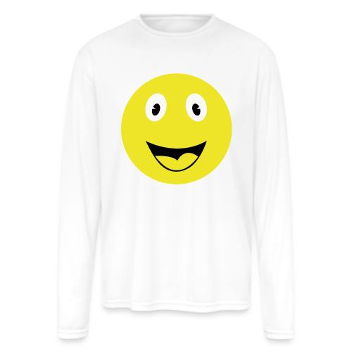 Yellow Happy Face Print - Men's Moisture Wicking Performance Long Sleeve T-Shirt