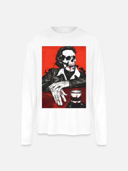 Skull Biker Noir - Men's Moisture Wicking Performance Long Sleeve T-Shirt - white