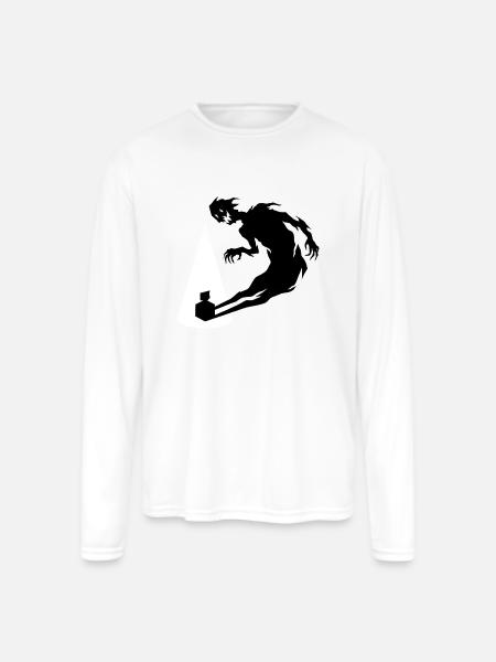 Cone Silhouette with Leaning Figure - Men's Moisture Wicking Performance Long Sleeve T-Shirt - white