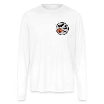 Halloween Circle: Pumpkin Bat Spider - Men's Moisture Wicking Performance Long Sleeve T-Shirt - white - Front