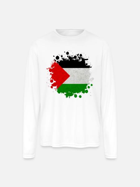Palestine Blob / Flag Gift - Men's Moisture Wicking Performance Long Sleeve T-Shirt - white