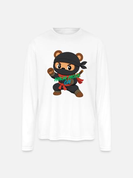 Ninja Panda Bear Mode On - Men's Moisture Wicking Performance Long Sleeve T-Shirt - white