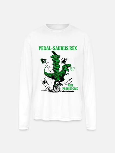 Pedal-Saurus Rex – Ride Prehistoric - Men's Moisture Wicking Performance Long Sleeve T-Shirt - white