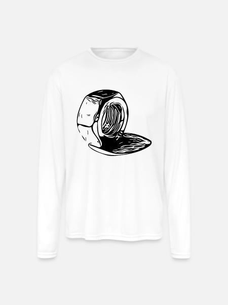 Screw Nut Melted Vertically - Men's Moisture Wicking Performance Long Sleeve T-Shirt - white