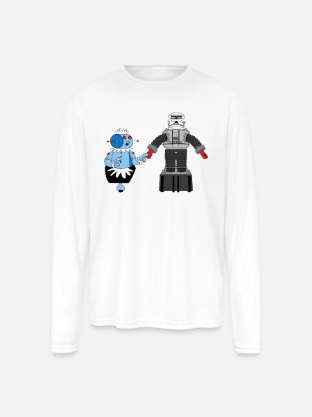 Rosie and Lost in Space Robot - Men's Moisture Wicking Performance Long Sleeve T-Shirt - white