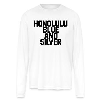 Honolulu Blue & Silver - Men's Moisture Wicking Performance Long Sleeve T-Shirt - white - Front