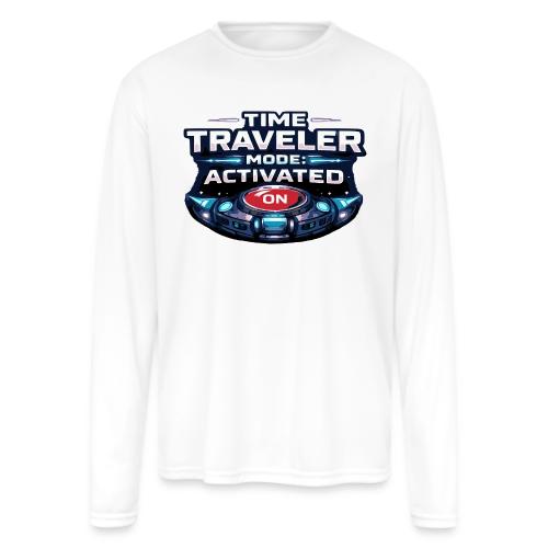 Time Traveler Mode – Futuristic Neon Sci-Fi Tee - Men's Moisture Wicking Performance Long Sleeve T-Shirt
