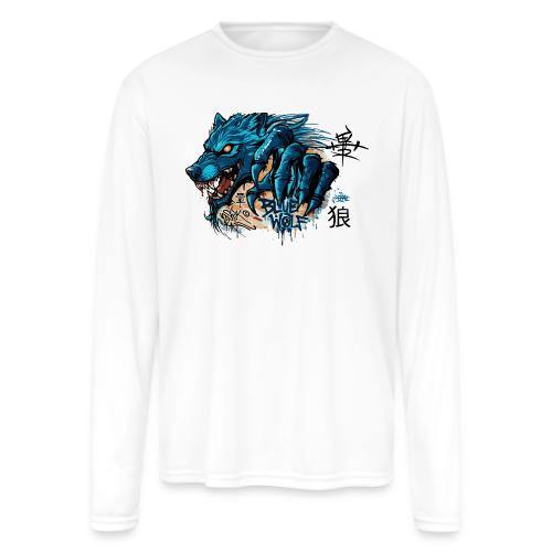 Blue Wolf Graffiti Street Art - Men's Moisture Wicking Performance Long Sleeve T-Shirt