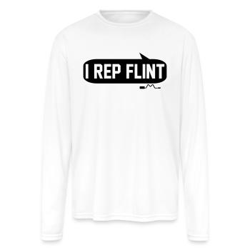I Rep Flint - Men's Moisture Wicking Performance Long Sleeve T-Shirt - white - Front