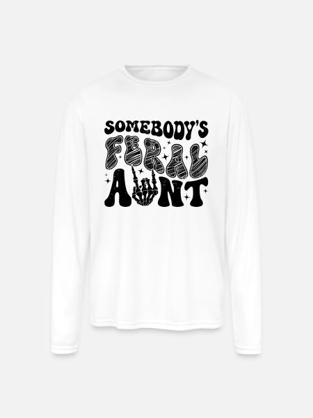 Somebody's Feral Aunt - Men's Moisture Wicking Performance Long Sleeve T-Shirt - white