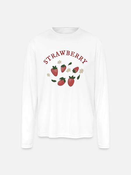 Strawberries - Men's Moisture Wicking Performance Long Sleeve T-Shirt - white