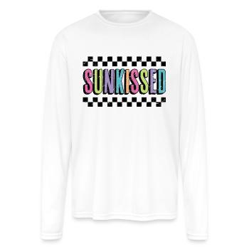 Checkered Neon Sunkissed Summer Vacation - Men's Moisture Wicking Performance Long Sleeve T-Shirt - white - Front
