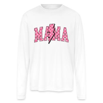 Pink Checkered Mama - Men's Moisture Wicking Performance Long Sleeve T-Shirt - white - Front