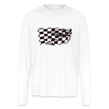 Checkered Race Flag - Men's Moisture Wicking Performance Long Sleeve T-Shirt - white - Front