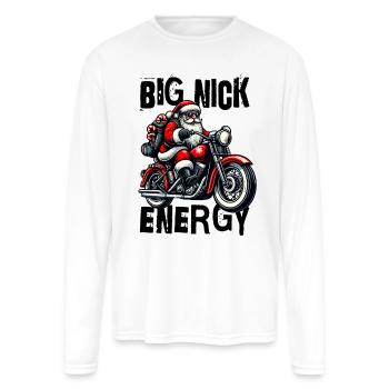 Big Nick Energy - Santa on a Motorcycle - Men's Moisture Wicking Performance Long Sleeve T-Shirt - white - Front