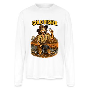 Gold Digger Funny Outback Prospector  - Men's Moisture Wicking Performance Long Sleeve T-Shirt - white - Front