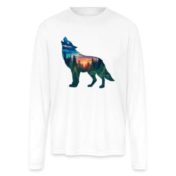 Wolf Howling - Men's Moisture Wicking Performance Long Sleeve T-Shirt - white - Front