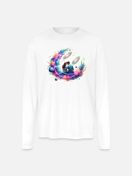Cosmic Embrace Nebula - Men's Moisture Wicking Performance Long Sleeve T-Shirt - white